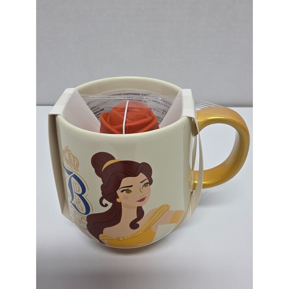 Disney Parks 2024 Belle Mug & Rose Tea Infuser Set Beauty & The Beast New Cup
